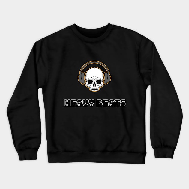 Skull with Grey Headphones Crewneck Sweatshirt by Heavy Beats